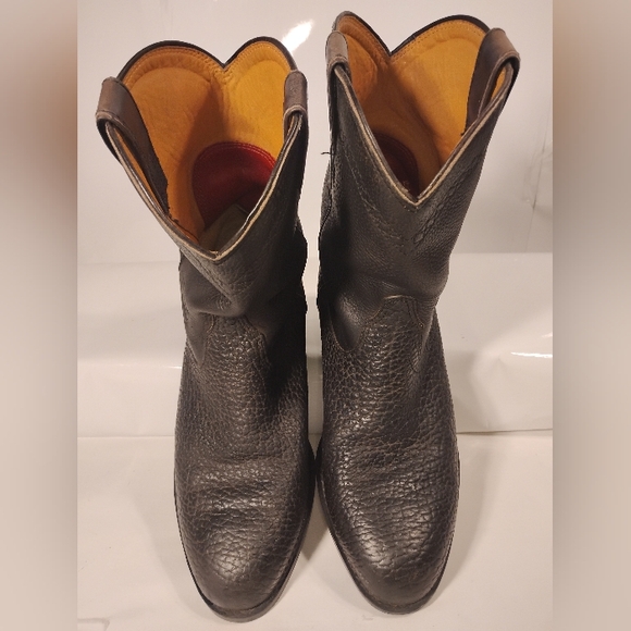 ARIAT HERITAGE ROPER BOOT BLACK FULL GRAIN LEATHER MENS 10 EXCELLENT CONDITION - Picture 6 of 10